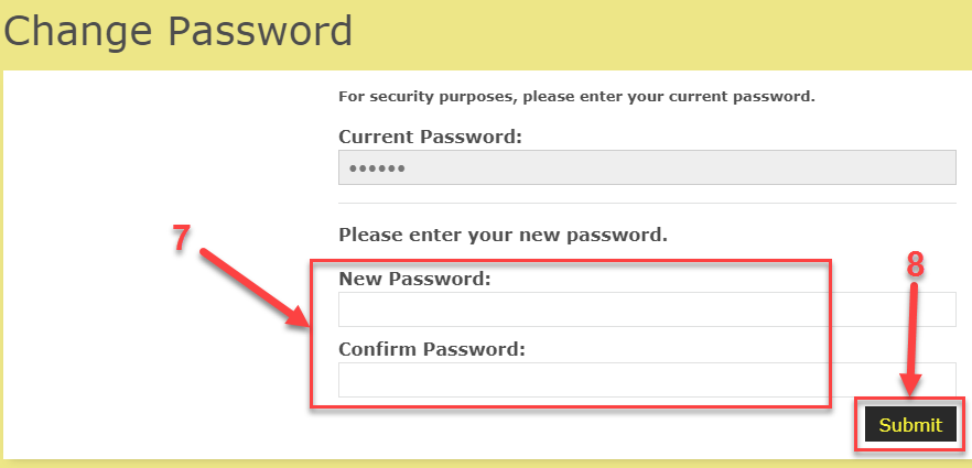 Enter and Confirm your new Password